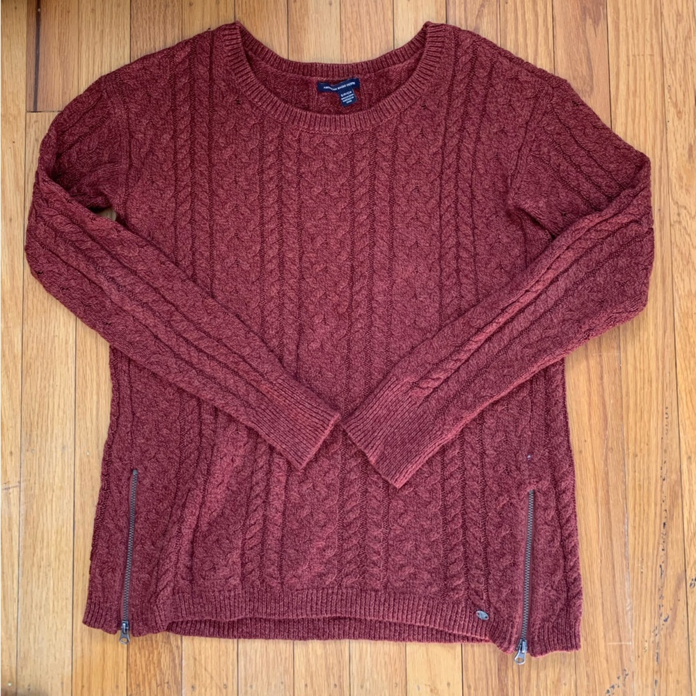 American Eagle Side Zip Cable Sweater